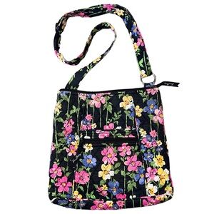 Vera Bradley Floral Quilted Floral Black Crossbody Purse